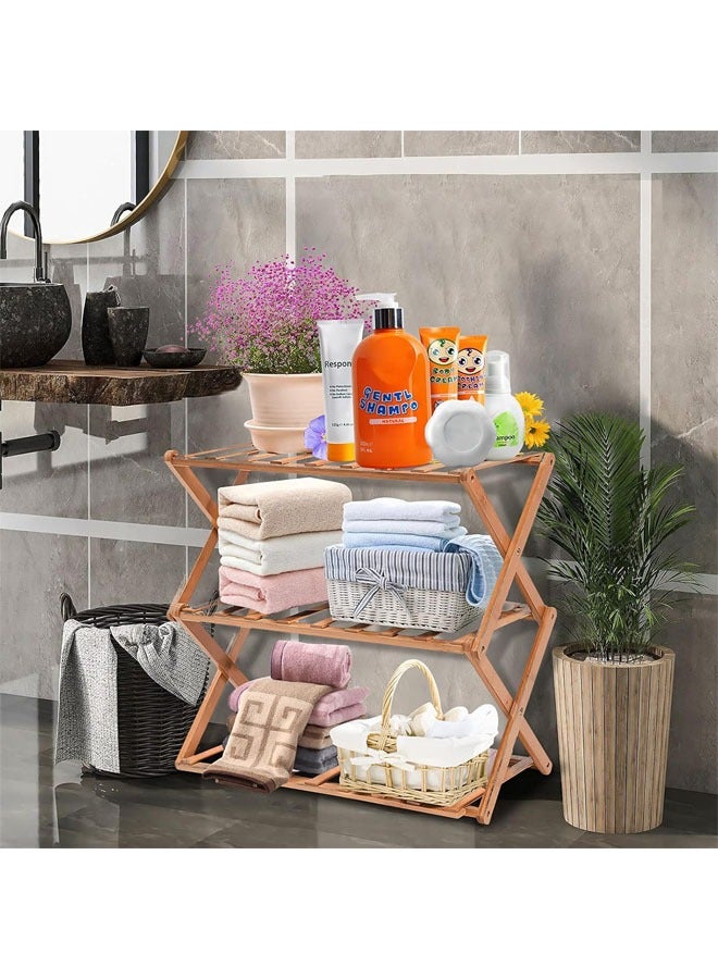 هاي هونور رف أحذية من الخيزران مكون من 3 طبقات، رف تخزين أحذية قابل للطي محمول، بدون تركيب، رف أحذية صغير مثالي للممرات وغرف النوم والمساحات الصغيرة (3 طبقات) - Image 5