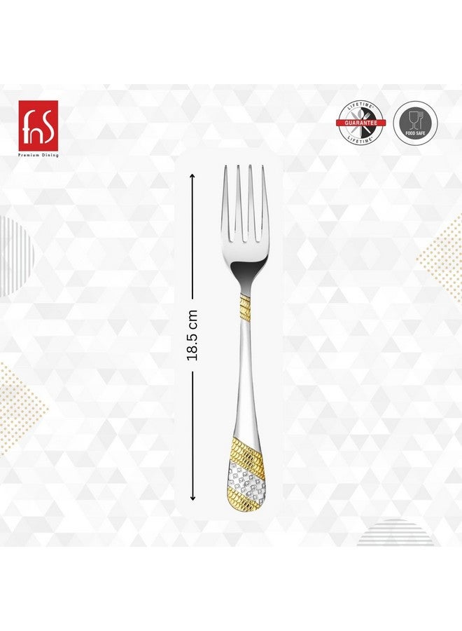 fnS Imperio Dinner Fork 24 Karat Gold Plated, Set of 6 (6 Dinner Fork)
