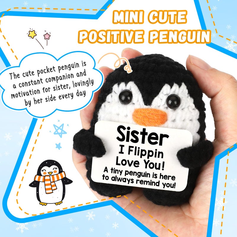 CryCarrot Gifts For Sister From Sister  Handmade Crochet Penguin Birthday Gift For Sister  Funny Sister Gifts For Birthday Valentines Mothers Day Christmas Cute Decor  Sister Birthday Gifts Ideas Penguin Gifts - Image 2