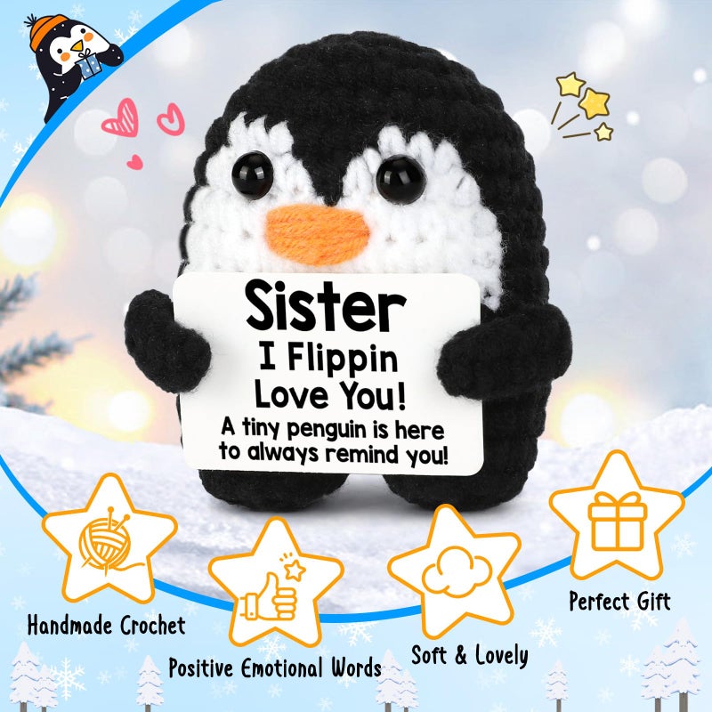 CryCarrot Gifts For Sister From Sister  Handmade Crochet Penguin Birthday Gift For Sister  Funny Sister Gifts For Birthday Valentines Mothers Day Christmas Cute Decor  Sister Birthday Gifts Ideas Penguin Gifts - Image 3