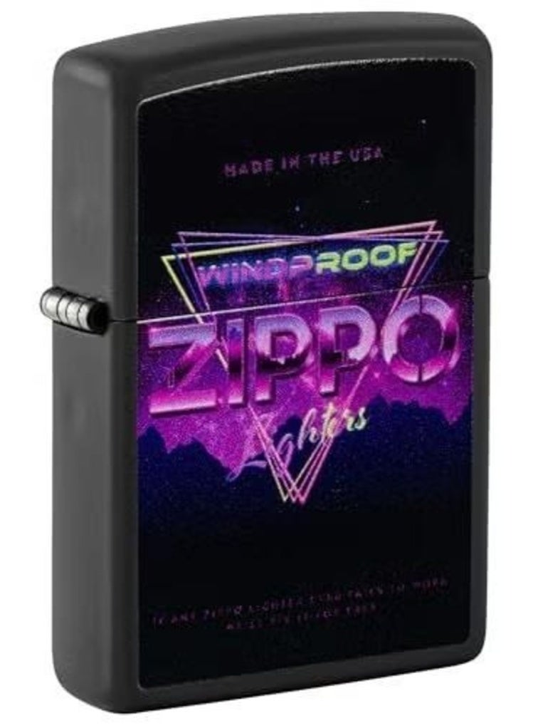 زيبو ولاعة زيبو غير لامعة باللون الأسود بتصميم علامة