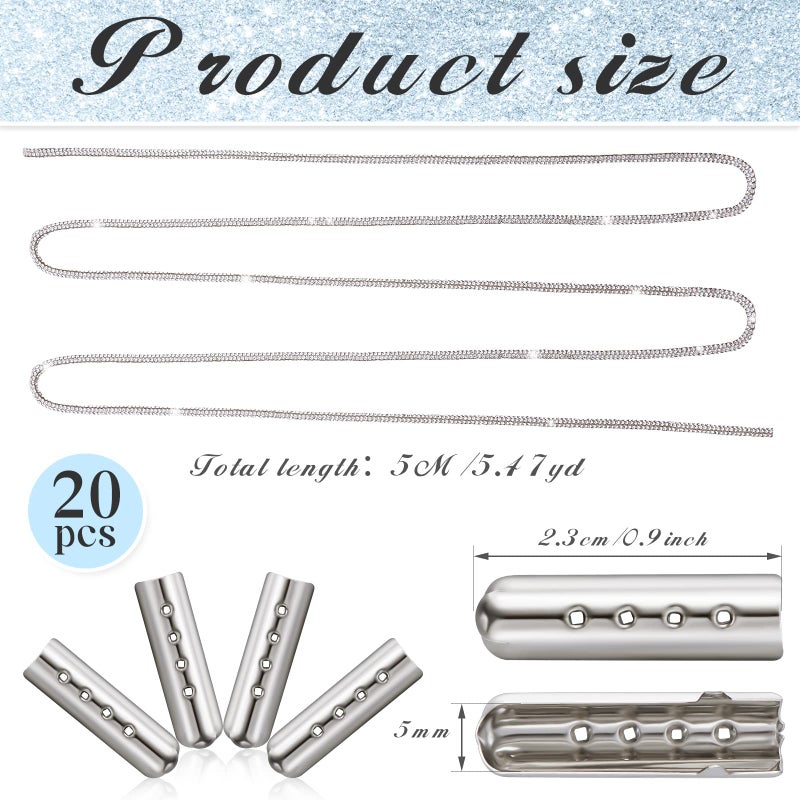 MTLEE Rhinestone Shoe Laces Bling Shoe Laces Rhinestone Diamond Hoodie String Glitter Cords for Sneakers with Aglets(5.47 Yards,Silver) - Image 2