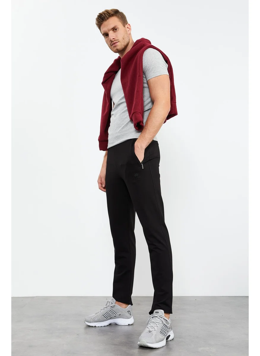 تومي لايف Black Men's Zipper Pocket Slim Fit Classic Leg Tracksuit Bottom-84669