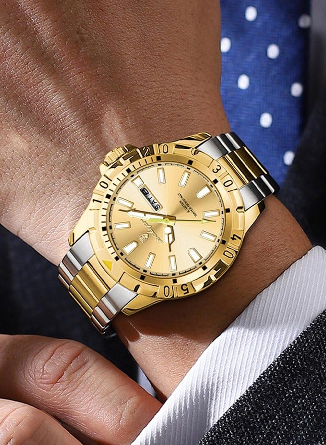 POEDAGAR ​​POEDAGAR Men's Two-Tone Quartz Watch - Elegant Design for Formal Events & Special Occasions​​  - Image 4
