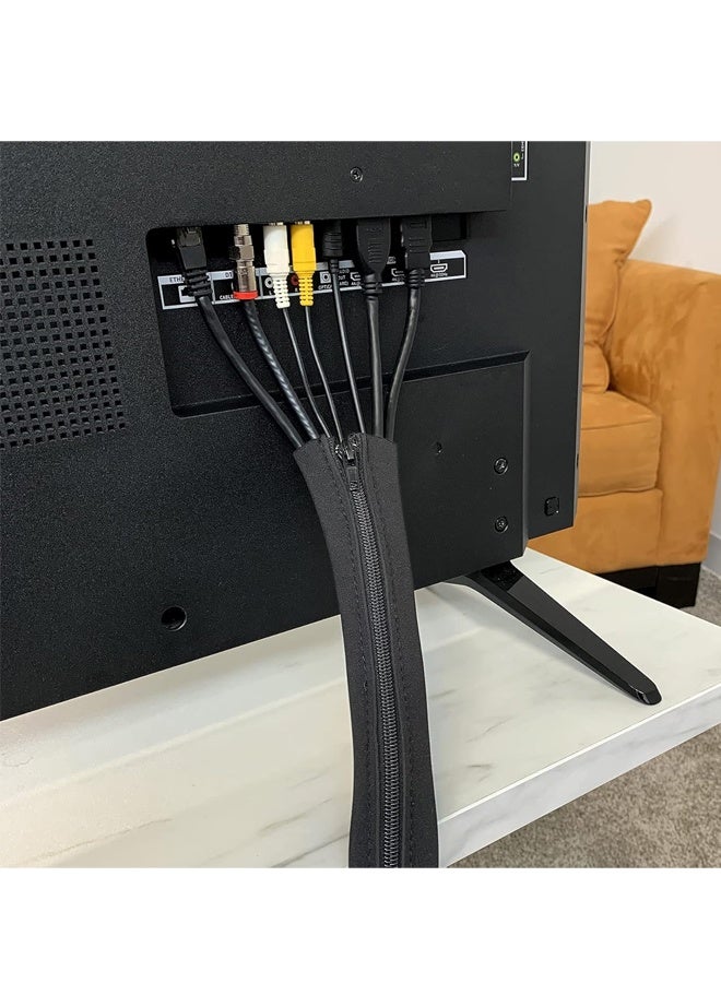 4 Pack Cable Management Sleeve, 50cm Cord Organizer System with Zipper for TV Computer Office Home Entertainment, Black - Image 2