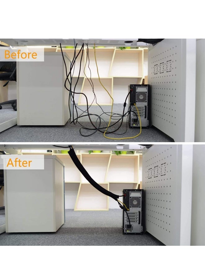 4 Pack Cable Management Sleeve, 50cm Cord Organizer System with Zipper for TV Computer Office Home Entertainment, Black - Image 4