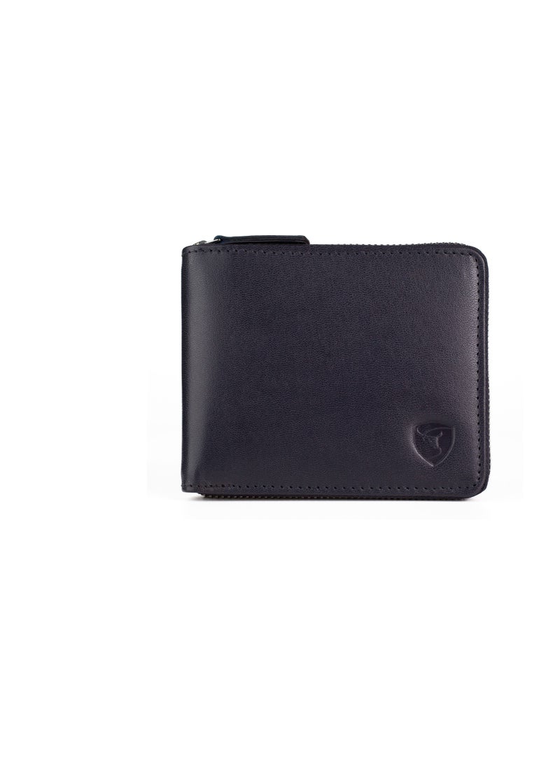 SKENZBI Zipper Wallet for Men Genuine Leather Bifold  Multi Card Holder Rfid Protected Blue - Image 5