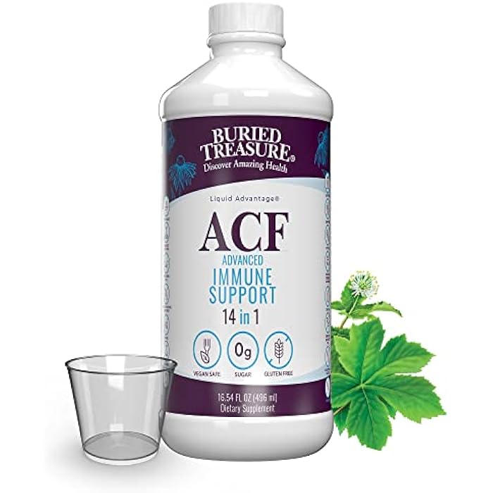 Buried Treasure ACF Immune Support - 16 oz, 16 Servings, Vitamin C, Elderberry, Zinc, Liquid Immune Booster with Vitamins and Minerals w/ Dose Cup - Image 1