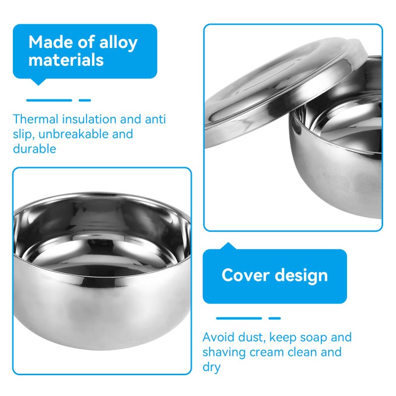 Agatige Shaving Bowl with Lid, Stainless Steel Shaving Soap Cream Bowl Shave Mug Container Face Cleaning Care Shave Tool for Men Wet Shave - Image 3