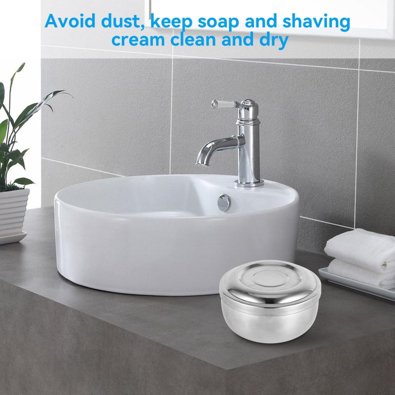 Agatige Shaving Bowl with Lid, Stainless Steel Shaving Soap Cream Bowl Shave Mug Container Face Cleaning Care Shave Tool for Men Wet Shave - Image 5
