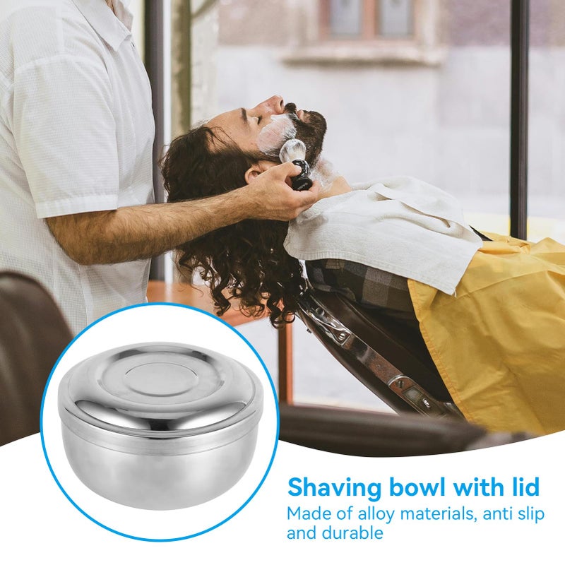 Agatige Shaving Bowl with Lid, Stainless Steel Shaving Soap Cream Bowl Shave Mug Container Face Cleaning Care Shave Tool for Men Wet Shave - Image 2