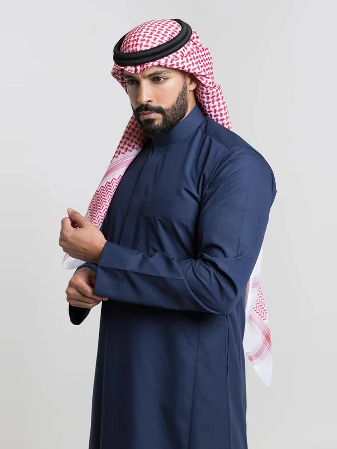 ALSHIAKA Men Classic Summer Thobe, Blue - 59inches