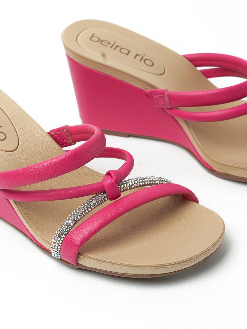 BEIRA RIO Wedge Sandals for Ladies – PINK Sandals with Slip On | Comfortable PU Upper & TPR Sole - Image 4