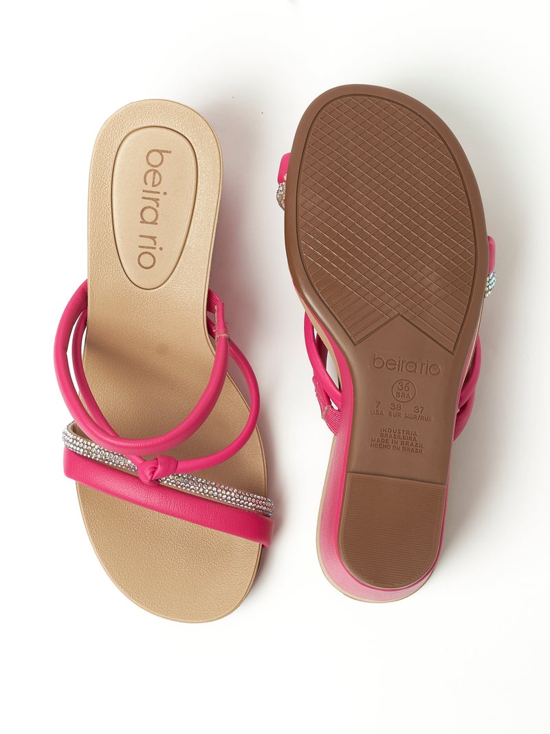 BEIRA RIO Wedge Sandals for Ladies – PINK Sandals with Slip On | Comfortable PU Upper & TPR Sole - Image 5