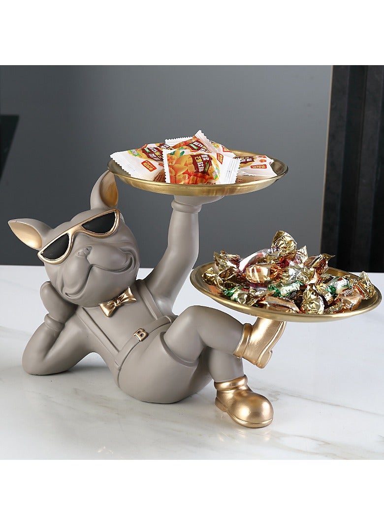 general Dou Dog Dog Storage Box Ornament Entry Door Entrance Entrance Shoe Cabinet Key Desktop Mobile Phone Remote Control Storage Plate - Image 1