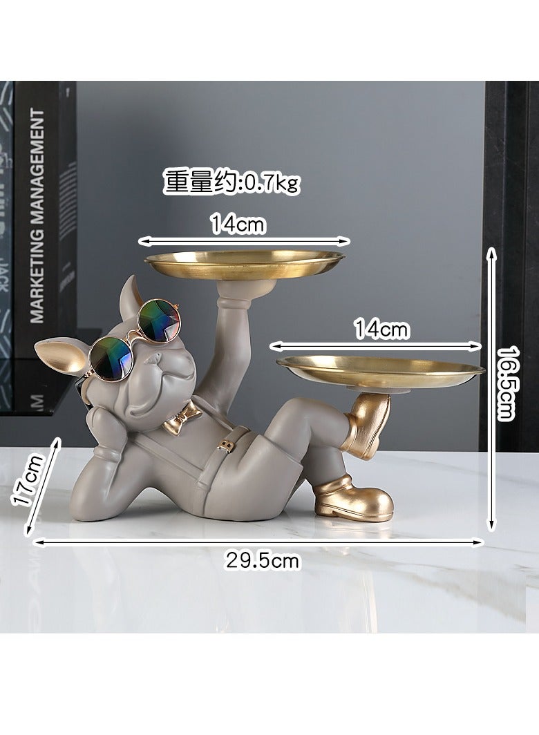 general Dou Dog Dog Storage Box Ornament Entry Door Entrance Entrance Shoe Cabinet Key Desktop Mobile Phone Remote Control Storage Plate - Image 2