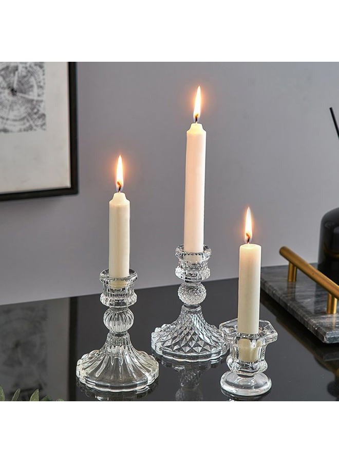 TINMIX Glass Candlestick Holders Set of 6, Taper Candle Holder for Wedding Festival Christmas Party Valentine's Decor, Table Centerpieces - Image 2