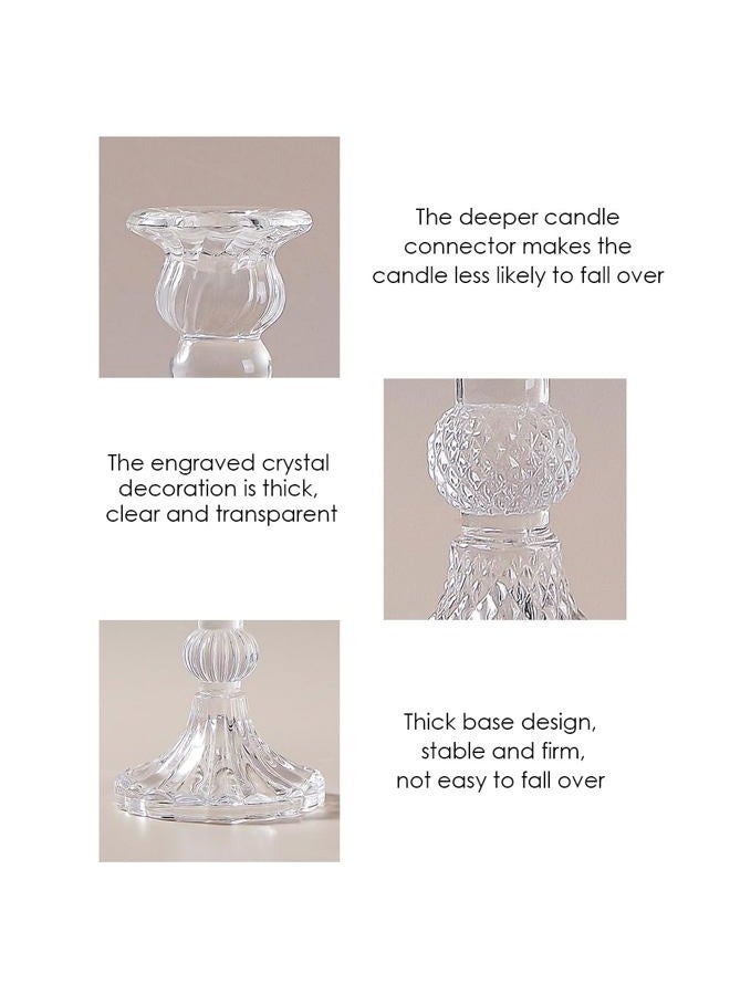 TINMIX Glass Candlestick Holders Set of 6, Taper Candle Holder for Wedding Festival Christmas Party Valentine's Decor, Table Centerpieces - Image 3