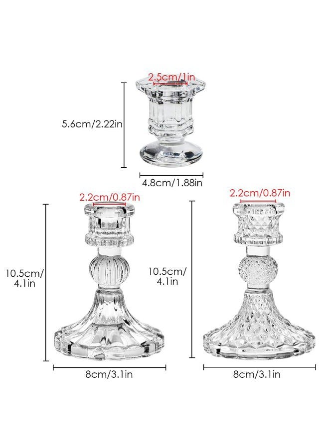 TINMIX Glass Candlestick Holders Set of 6, Taper Candle Holder for Wedding Festival Christmas Party Valentine's Decor, Table Centerpieces - Image 5