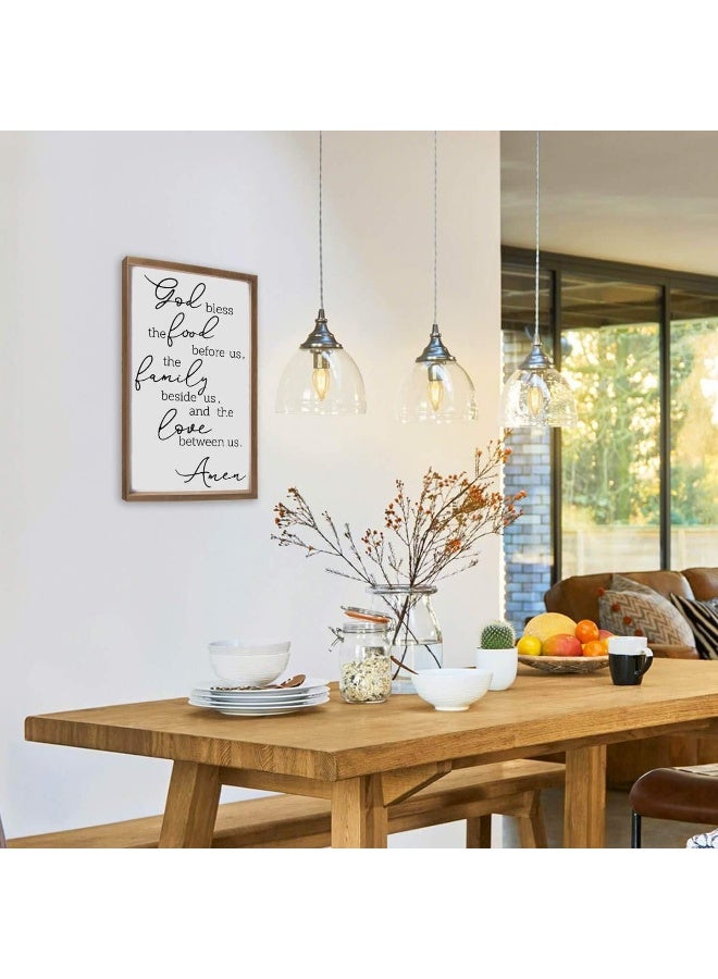 VILIGHT Framed Farmhouse Family Wall Decor for Dining Room and Kitchen - Rustic Wood Sign with Quotes Bless The Food Before Us - Image 2