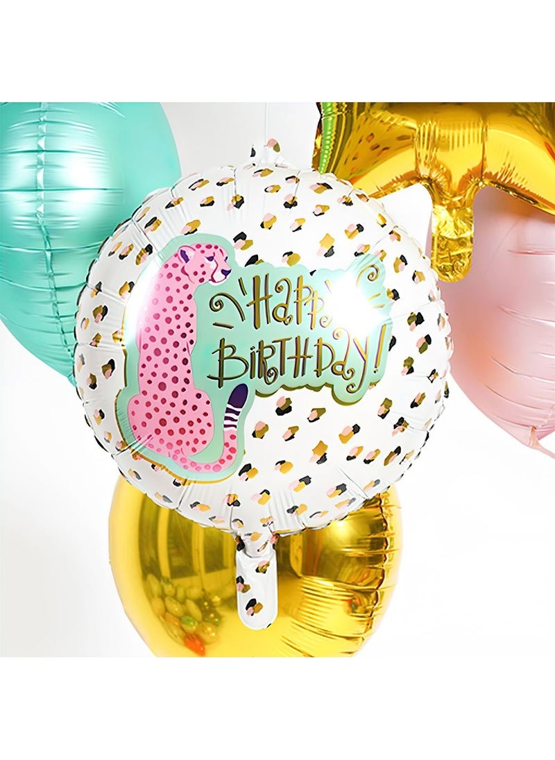 Folat Happy Birthday Leopard Foil Balloon Round Pink Gold 45cm - Image 2