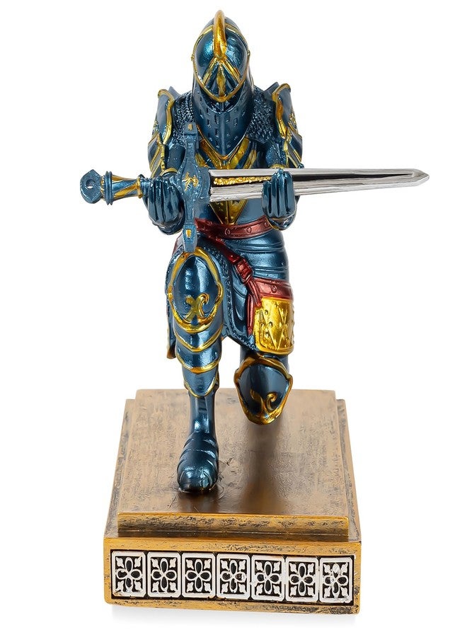 MACLARONX Kneeling Knight Pen Holder with Sword Medieval Warrior Fancy Pencil Stand for Office Desk Home Decor for Men Father Husband Armor Soldier Statue - Image 5
