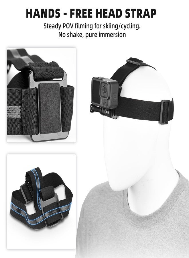 BRDRC مجموعة ملحقات BRDRC لكاميرات GoPro، تتضمن حزام تثبيت على الرأس والصدر، وحزام كتف، ومشبك تثبيت على حقيبة الظهر، وحزام معصم، ومحول دوار 360 درجة مع آلية تحرير سريعة لكاميرات DJI Action 5 Pro 4 3، ومجموعة ملحقات لكاميرات GoPro Hero. - Image 5