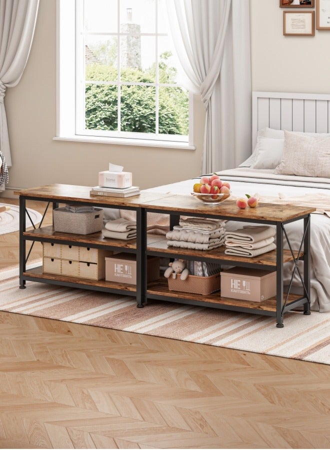 زانوتا 160*40*60 سم طاولة تلفزيون مع أرفف تخزين مفتوحة تصل إلى 70 بوصة مركز ترفيه طاولة تلفزيون خشبية لغرفة المعيشة وغرفة نوم 160*40*60 سم بني - Image 3