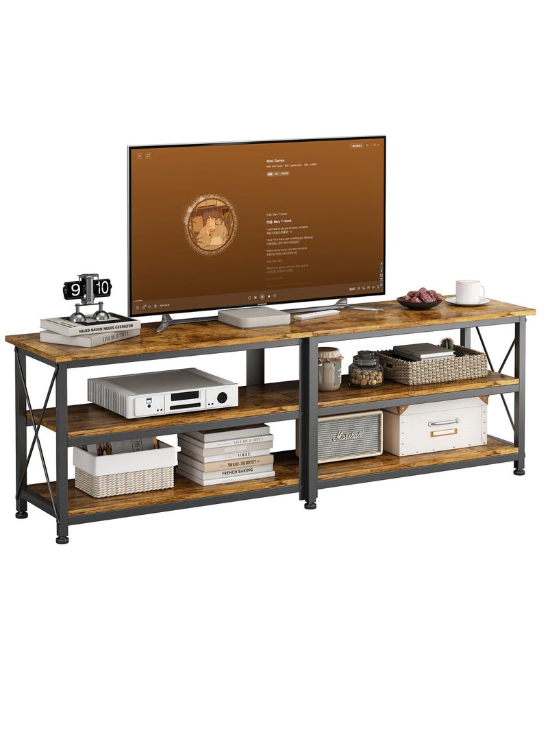 زانوتا 160*40*60 سم طاولة تلفزيون مع أرفف تخزين مفتوحة تصل إلى 70 بوصة مركز ترفيه طاولة تلفزيون خشبية لغرفة المعيشة وغرفة نوم 160*40*60 سم بني - Image 1