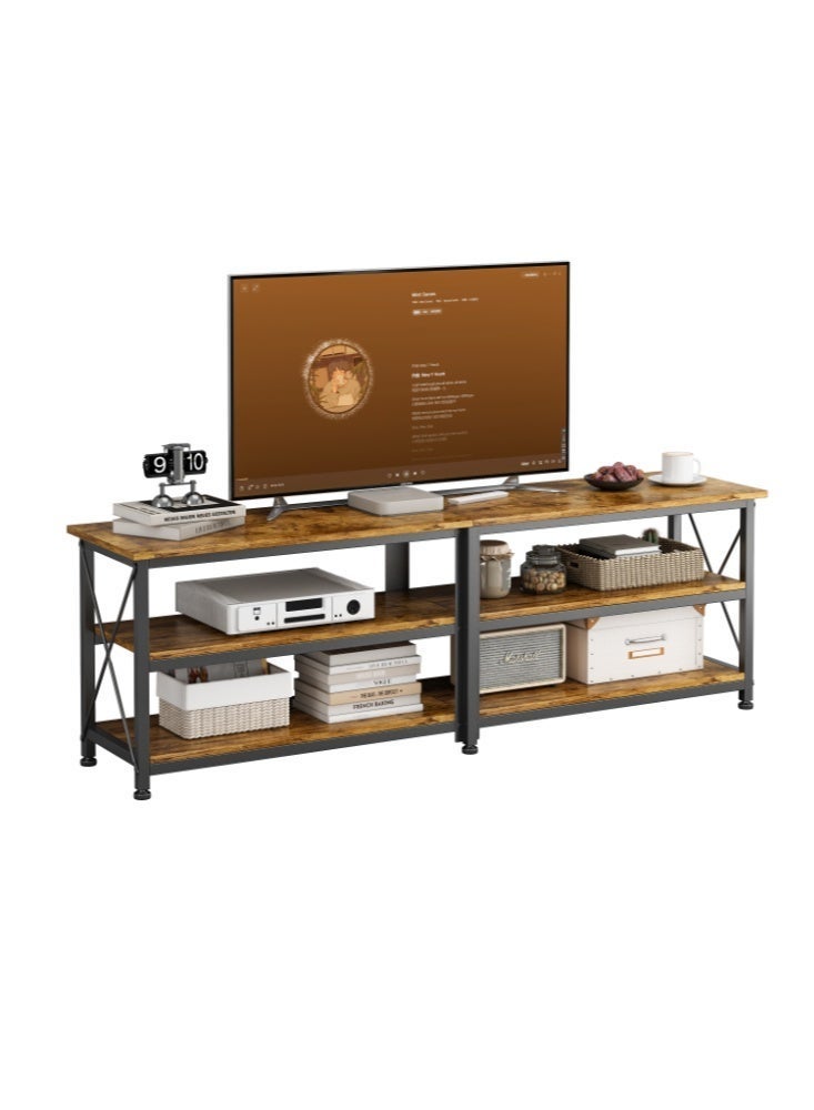 زانوتا 160*40*60 سم طاولة تلفزيون مع أرفف تخزين مفتوحة تصل إلى 70 بوصة مركز ترفيه طاولة تلفزيون خشبية لغرفة المعيشة وغرفة نوم 160*40*60 سم بني - Image 1