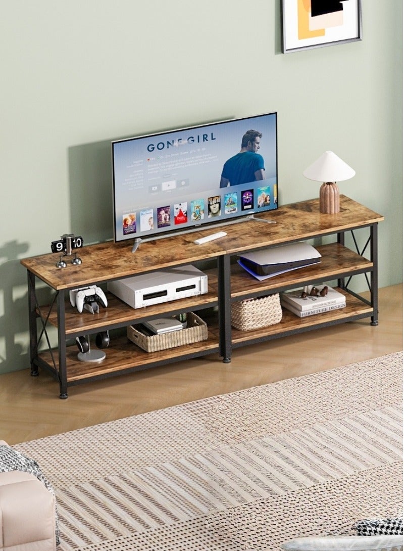 زانوتا 160*40*60 سم طاولة تلفزيون مع أرفف تخزين مفتوحة تصل إلى 70 بوصة مركز ترفيه طاولة تلفزيون خشبية لغرفة المعيشة وغرفة نوم 160*40*60 سم بني - Image 2
