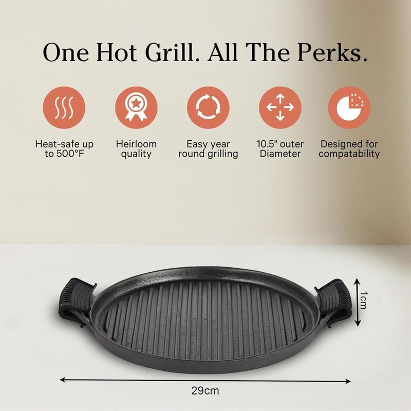 Kuber Industries Kuber Industries Iron Grill Pan Non Stick Tandoori Tawa for Sandwich, Omelett, Chicken Cooking | Grill Pan Cast Iron with Removable Handles | Black  - Image 3