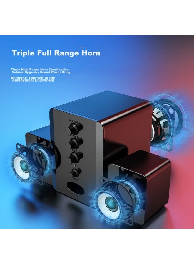 SADA مكبرات صوت الكمبيوتر D-202، مكبر صوت بلوتوث متعدد الوسائط، مضخم صوت مكتبي، مكبرات صوت مكتبية نشطة، مدفع فولاذي صغير سلكي منزلي، متوافق مع الهواتف المحمولة وأجهزة الكمبيوتر المحمولة، إصدار بلوتوث - Image 3