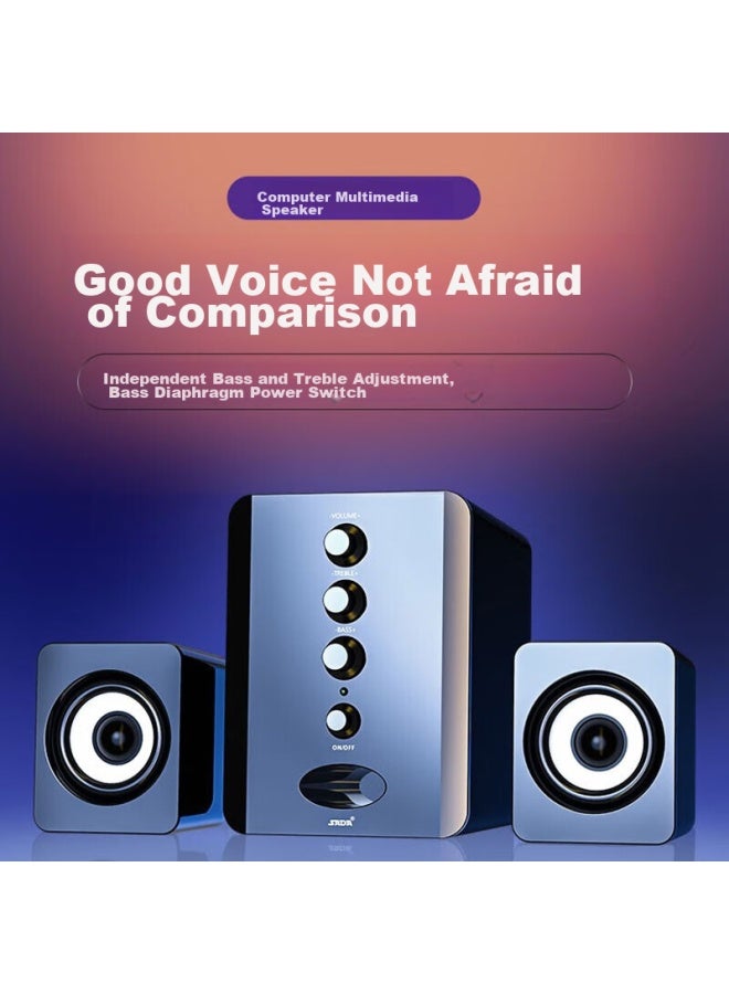 SADA مكبرات صوت الكمبيوتر D-202، مكبر صوت بلوتوث متعدد الوسائط، مضخم صوت مكتبي، مكبرات صوت مكتبية نشطة، مدفع فولاذي صغير سلكي منزلي، متوافق مع الهواتف المحمولة وأجهزة الكمبيوتر المحمولة، إصدار بلوتوث - Image 2