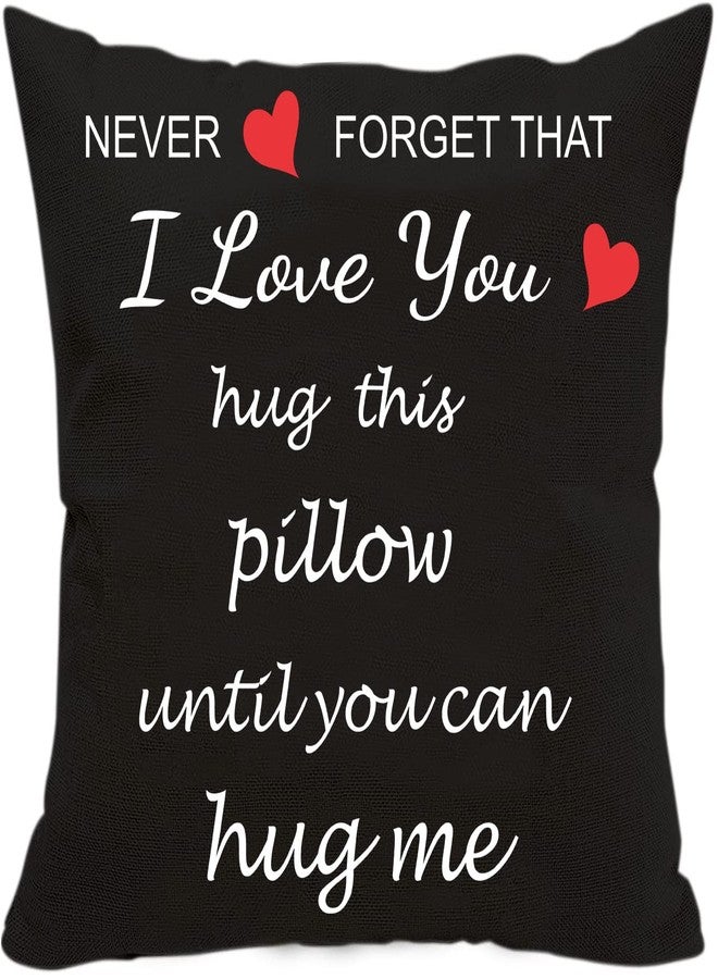 Anrkets Two Sided Printing Lover Pillow Cover I Love You Hug This Pillow Until You Can Hug Me, Valentine's Day Birthday Gifts for Girlfriend Cotton Linen Square Decorative Waist Pillowcase 18"x 18" - Image 1