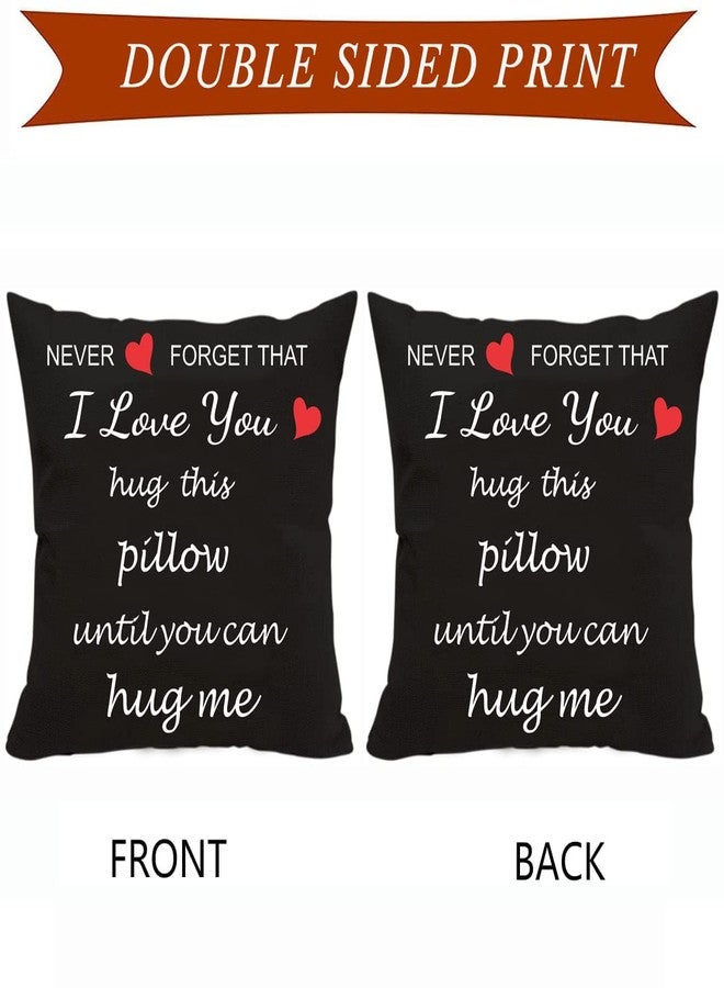 Anrkets Two Sided Printing Lover Pillow Cover I Love You Hug This Pillow Until You Can Hug Me, Valentine's Day Birthday Gifts for Girlfriend Cotton Linen Square Decorative Waist Pillowcase 18"x 18" - Image 2