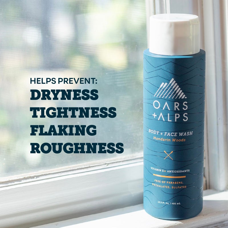Oars + Alps Mens Moisturizing Body and Face Wash, Skin Care Infused with Vitamin E and Antioxidants, Sulfate Free, Mandarin Woods, 13.5oz, 2 Pack - Image 5
