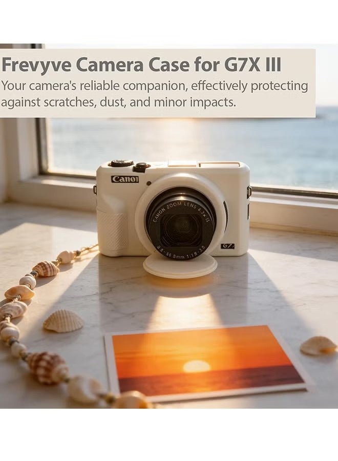 YJ Silicone Protective Case for Canon PowerShot G7X Mark III Digital Camera, Soft Silicone Cover, Detachable Lens Cap, Anti-Slip and Scratch-Resistant, Beige - Image 5