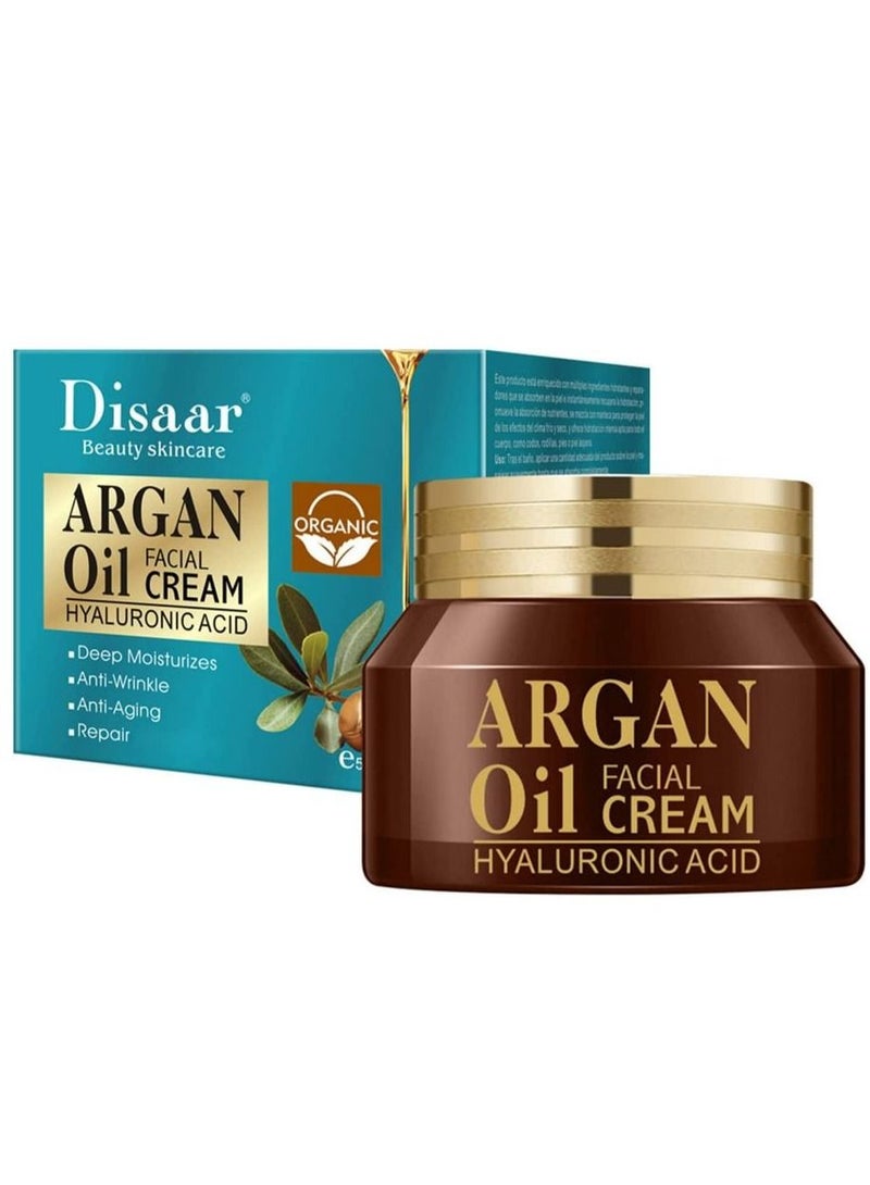 ديسار كريم الوجه بزيت الارجان وحمض الهيالورونيك لترطيب عميق ومضاد للتجاعيد وعلامات التقدم في السن، 50 مل - Image 1