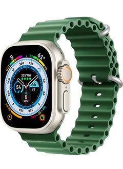 Generic UCHUANG for Apple Watch Band Strap 42mm 44mm 45mm 49mm Ocean Soft Silicone Wristband Sport Replacement Bands with Adjustable Stainless Steel Buckle for iWatch Ultra Series 8 7 SE 6 5 4 3 2 1（Green）  - Image 1