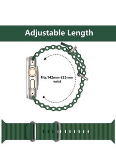 Generic UCHUANG for Apple Watch Band Strap 42mm 44mm 45mm 49mm Ocean Soft Silicone Wristband Sport Replacement Bands with Adjustable Stainless Steel Buckle for iWatch Ultra Series 8 7 SE 6 5 4 3 2 1（Green）  - Image 5
