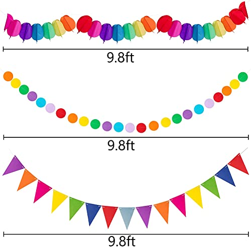 Moon Boat 35PCS Fiesta Paper Fan Party Decorations Set - Cinco De Mayo Pom Poms,Pennant,Garland String,Banner,Hanging Swirls Hispanic Heritage Month Decor Supplies,Multicolored - Image 4