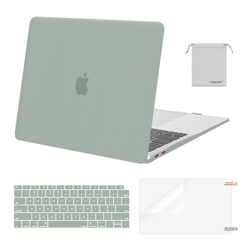 MOSISO Compatible with MacBook Air 13 inch Case M1 Chip 2021-2018 Release A2337 A2179 A1932, Plastic Hard Shell&Keyboard Cover&Screen Film&Storage Bag for MacBook Air 13.3 inch Case, Antique Green - Image 1