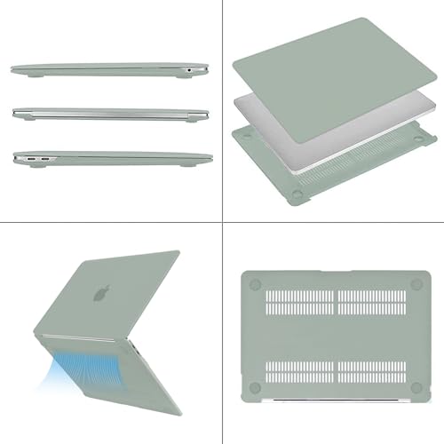 MOSISO Compatible with MacBook Air 13 inch Case M1 Chip 2021-2018 Release A2337 A2179 A1932, Plastic Hard Shell&Keyboard Cover&Screen Film&Storage Bag for MacBook Air 13.3 inch Case, Antique Green - Image 5