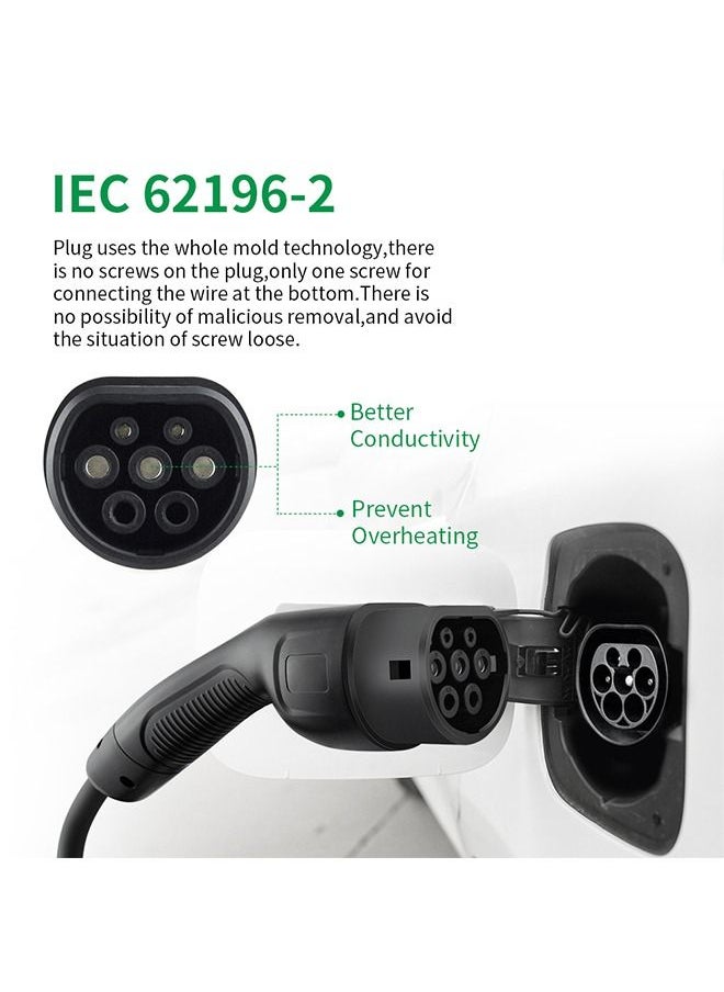 Generic - EVSUN EV Car Charger Charging Cable 1 Phase or 3 Phase Electric Vehicle 16A-32A Type 2 Female to Male IEC 62196 Plug Length 5M - Image 1