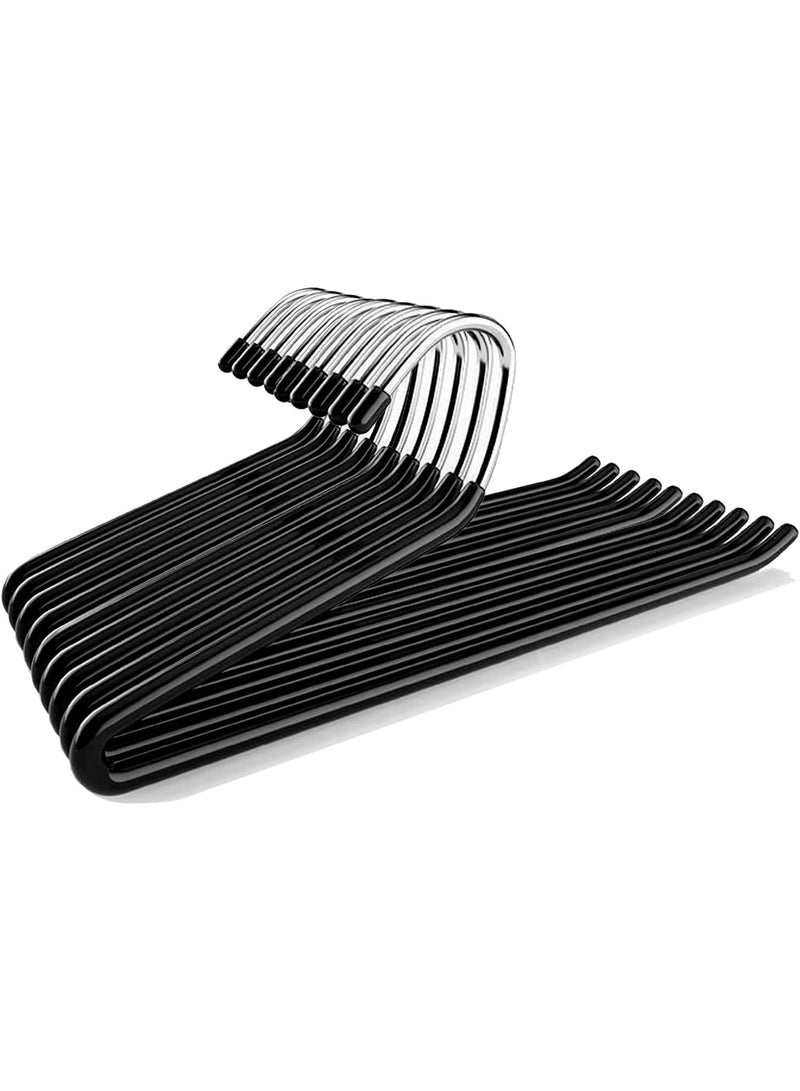 HOMESTAR 20Pcs Open Ended Pants Hangers , Z - Shaped Trouser Hangers, Non-Slip Hanger For Pants, Space Saving Closet Organizer For Skirts , Leggings, Jeans, Trousers, Scarf, Black/Silver, 35*14.5 cm - Image 1