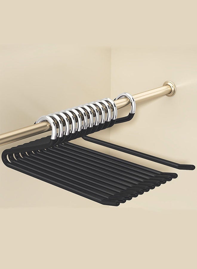 HOMESTAR 20Pcs Open Ended Pants Hangers , Z - Shaped Trouser Hangers, Non-Slip Hanger For Pants, Space Saving Closet Organizer For Skirts , Leggings, Jeans, Trousers, Scarf, Black/Silver, 35*14.5 cm - Image 2