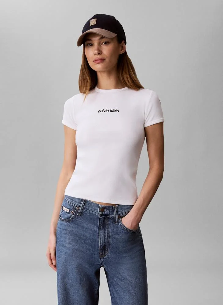 Ribbed Embroidered Logo T-shirt