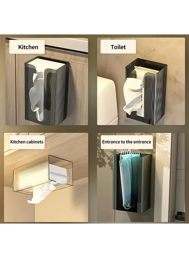 Gray Wall Mounted Tissue Dispenser Water Resistant No Drilling U Shaped Access Easy Refill - Image 5