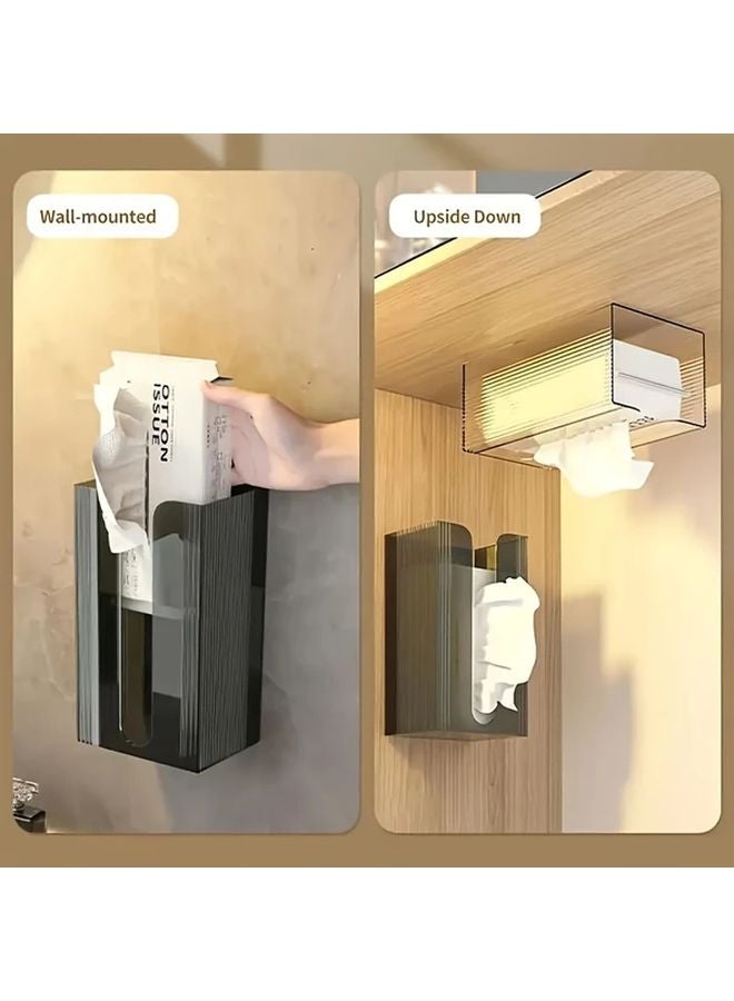Gray Wall Mounted Tissue Dispenser Water Resistant No Drilling U Shaped Access Easy Refill - Image 2